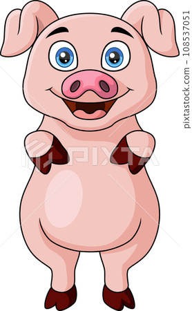 Cute little pig cartoon on white background 108537051