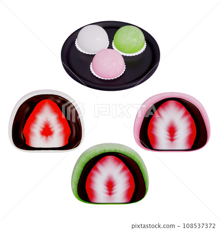 Japanese dessert 3D Daifuku , 3d rendering Japanese dessert 3D Daifuku , 3d rendering 108537372