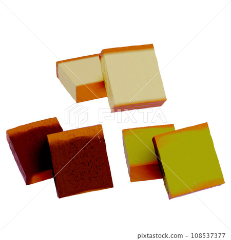 Japanese dessert 3D Kasutera , Castella , Sponge cake , 3d rendering 108537377
