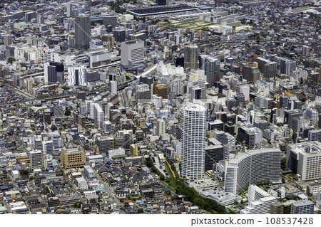 Aerial view towards Funabashi Station from above Minato-cho, Funabashi City 108537428
