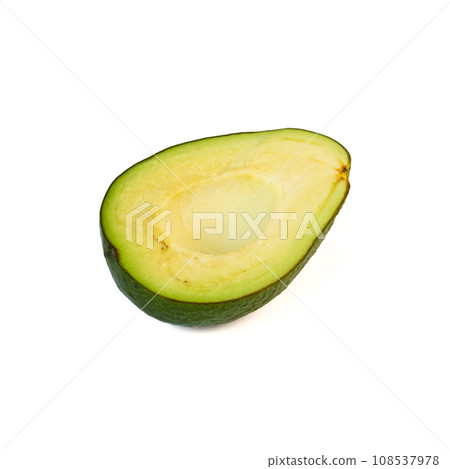 Avocado isolated on white background. avocado sliced closeup. 108537978