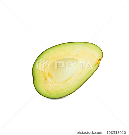 Avocado isolated on white background. avocado sliced closeup. 108538020