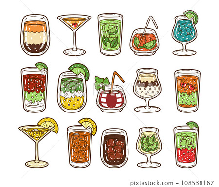 Cocktail element vector illustration set Cocktail element vector illustration set 108538167