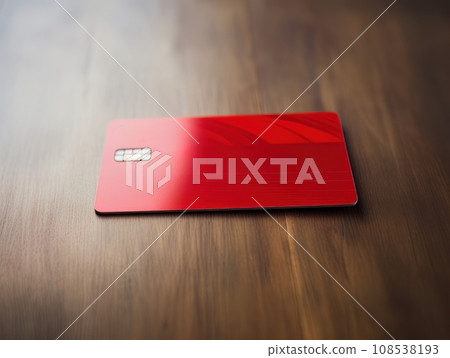 Red bank credit card on wooden table isolated AI Red bank credit card on wooden table isolated AI 108538193