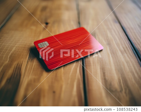 Red bank credit card on wooden table isolated AI Red bank credit card on wooden table isolated AI 108538243