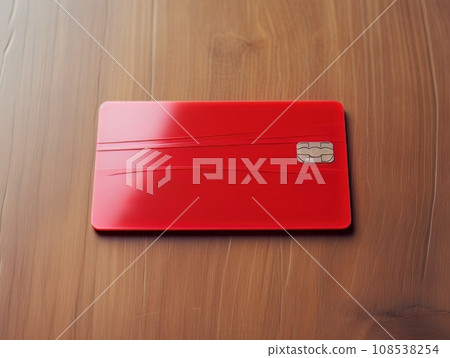 Red bank credit card on wooden table isolated AI Red bank credit card on wooden table isolated AI 108538254