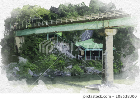 Watercolor style Ikura Cave entrance Niimi City, Okayama Prefecture Watercolor style Ikura Cave entrance Niimi City, Okayama Prefecture 108538300