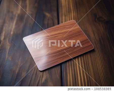 Brown bank credit card on wooden table isolated AI Brown bank credit card on wooden table isolated AI 108538365