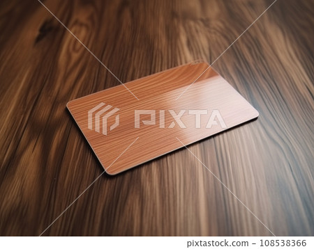 Brown bank credit card on wooden table isolated AI Brown bank credit card on wooden table isolated AI 108538366