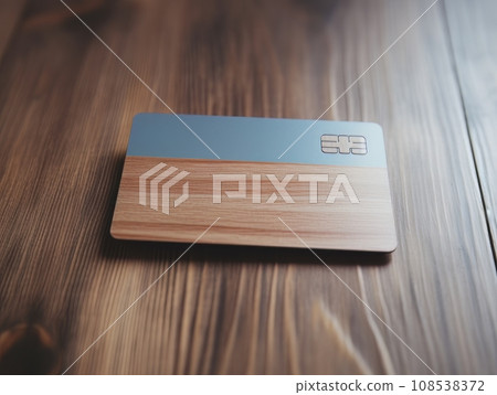 Brown bank credit card on wooden table isolated AI Brown bank credit card on wooden table isolated AI 108538372