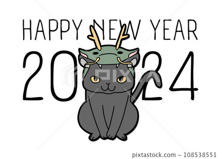 2024龍年黑貓賀年片 2024龍年黑貓賀年片 108538551