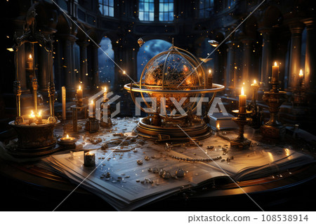 Astrologer's workplace. Mysticism and science concept 108538914