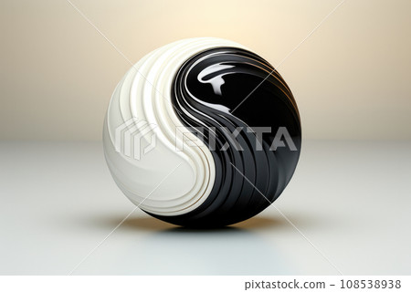 Yin and yang symbol in the form of a white and black ball on the light background Yin and yang symbol in the form of a white and black ball on the light background 108538938