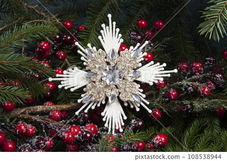 an ice flake star, a Christmas tree decoration 108538944
