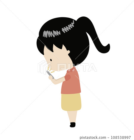 the girl play mobile phone the girl play mobile phone 108538997