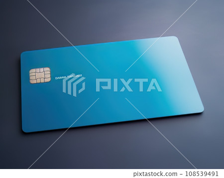 Blue bank card on blue background isolated AI 108539491