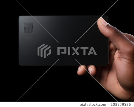 Male hand holding a black bank card on a black background AI Male hand holding a black bank card on a black background AI 108539526