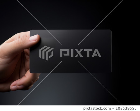 Male hand holding a black bank card on a black background AI Male hand holding a black bank card on a black background AI 108539553
