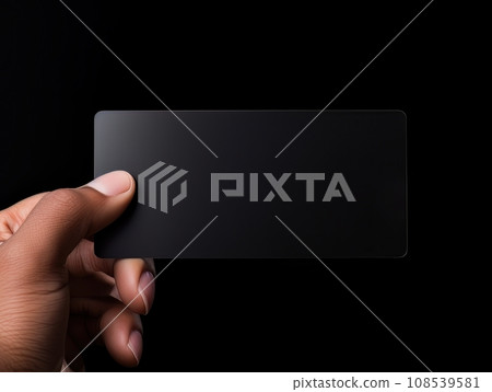 Male hand holding a black bank card on a black background AI Male hand holding a black bank card on a black background AI 108539581