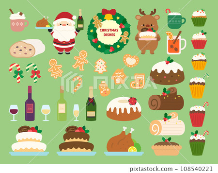 Christmas food illustration material collection 108540221
