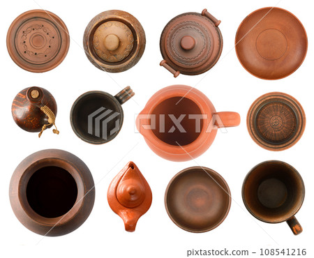 Large set clay products isolated on white 108541216
