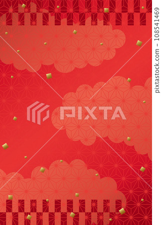 Red Japanese style background material (postcard size) Red Japanese style background material (postcard size) 108541469