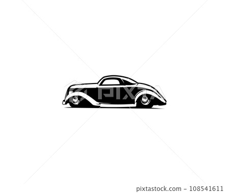 1932 ford coupe. isolated white background appears from the side with style. premium vector design. Best for logos, badges, emblems, icons, design stickers, vintage, old car industry. 108541611