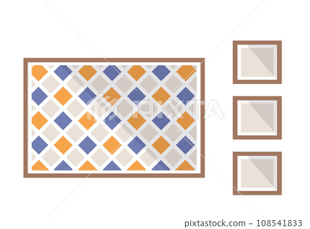 Photo frame on wall in flat style isolated on background. Blank picture frame vector illustration. House interior design elements. Decoration, framed picture. Art of drawing, painting or photography Photo frame on wall in flat style isolated on background. Blank picture frame vector illustration. House interior design elements. Decoration, framed picture. Art of drawing, painting or photography 108541833