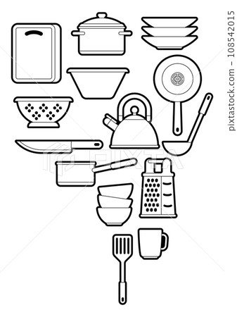 Background with kitchen utensils. Cooking tools for restaurant. 108542015