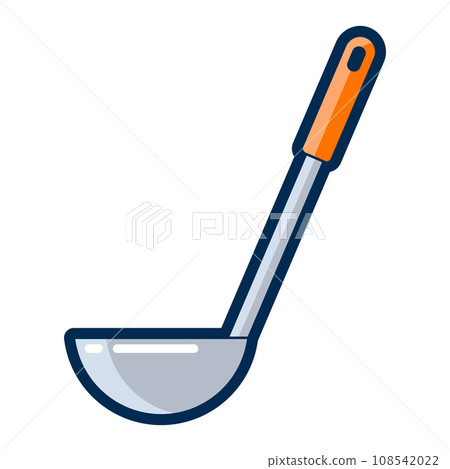 Illustration of cooking ladle. Stylized kitchen utensil item. 108542022