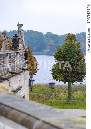 Sculpture on the balustrade of Moritzburg castle Sculpture on the balustrade of Moritzburg castle 108542106