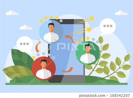 Social media. Vector illustration. Groups on social media platforms facilitate collaboration and knowledge sharing Effective communication is key to building strong social media presence 108542207