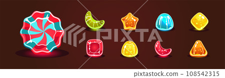 Bright Jelly with Bubbles as Colorful Game Element Vector Set 108542315