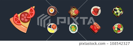 Game Food Icon and Nutrition Element Vector Set Game Food Icon and Nutrition Element Vector Set 108542327