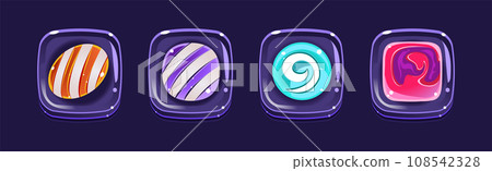 Colorful Glossy Candies of Various Shapes Vector Set 108542328