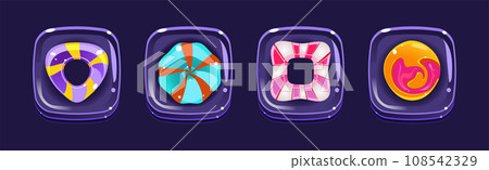 Colorful Glossy Candies of Various Shapes Vector Set 108542329