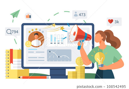 Influencer. Vector illustration. The influencer concept emphasizes importance building meaningful connections Influencers provide valuable information and insights to their audience Collaborating 108542495