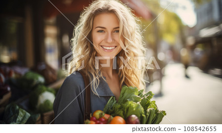 Woman Shopping on Street Market Woman Shopping on Street Market 108542655