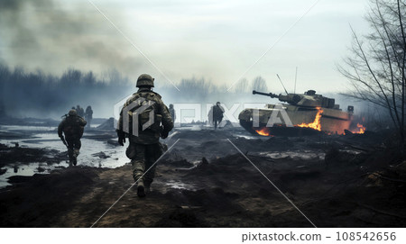 Tanks in Combat on the Battlefield Tanks in Combat on the Battlefield 108542656