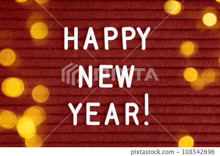 Happy new year , text on red felt letter board with white letters 108542696