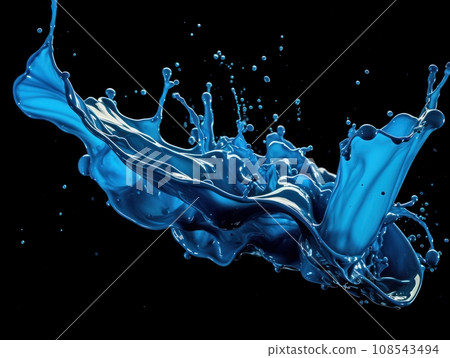 blue paint splash on black background 108543494