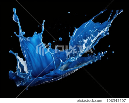 blue paint splash on black background 108543507