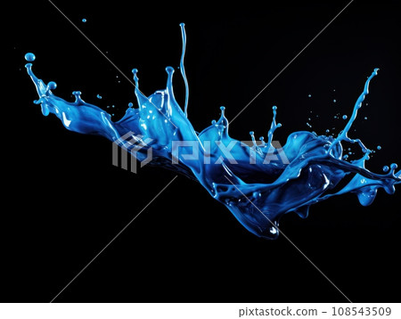 blue paint splash on black background 108543509