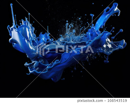blue paint splash on black background blue paint splash on black background 108543519