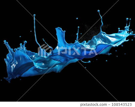 blue paint splash on black background blue paint splash on black background 108543523