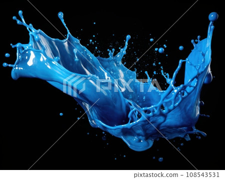 blue paint splash on black background 108543531