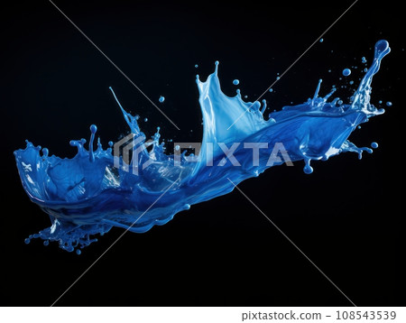 blue paint splash on black background 108543539