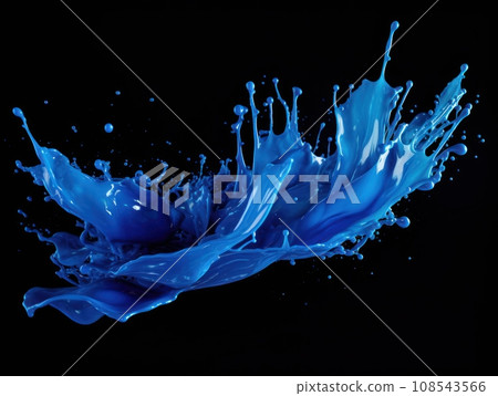 blue paint splash on black background 108543566