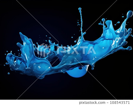 blue paint splash on black background blue paint splash on black background 108543571