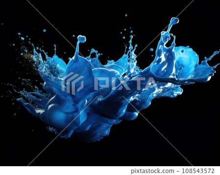 blue paint splash on black background blue paint splash on black background 108543572